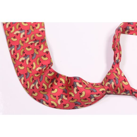 Hermes Silk Tie Red Asian Fan Print Design Necktie 7237 MA Japanese - Picture 1 of 6
